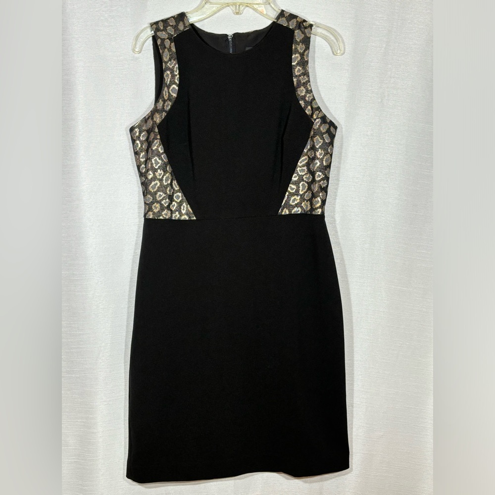 Ann Taylor Black and Gold Sleeveless Evening Dress Size 2P Fully Lined